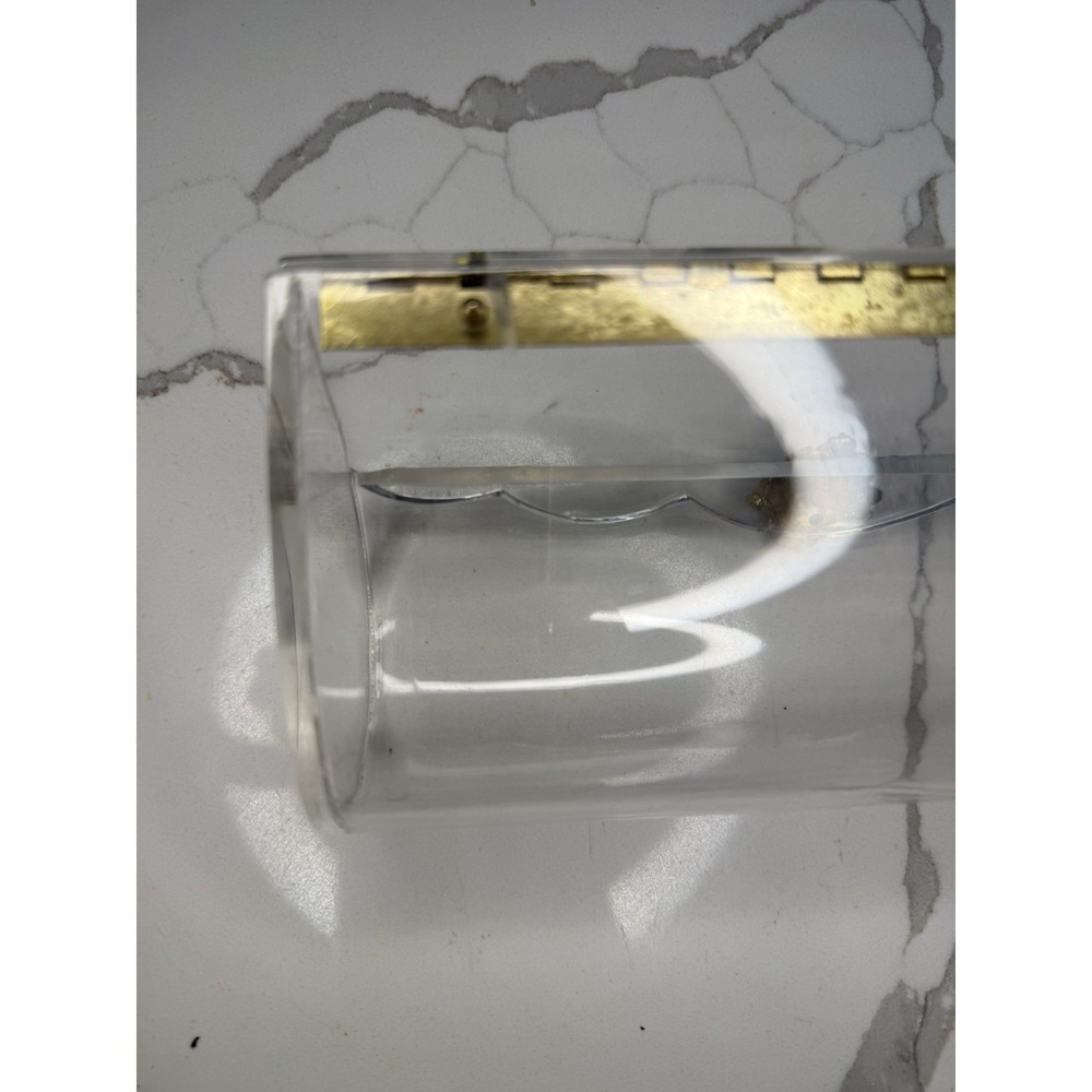 Vintage Lucite Acrylic Clutch Hinged Scalloped Edge handbag 1950s clear plastic - Picture 6 of 11